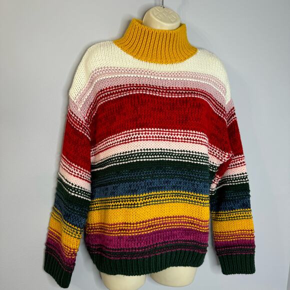 Sundance Cowl Neck Multicolor Relaxed Fit Sweater Women's S - Picture 4 of 9